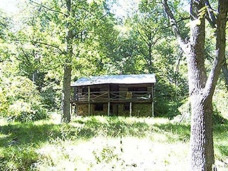 HEAR CREEK FROM LOG CABIN IN THE WOODS